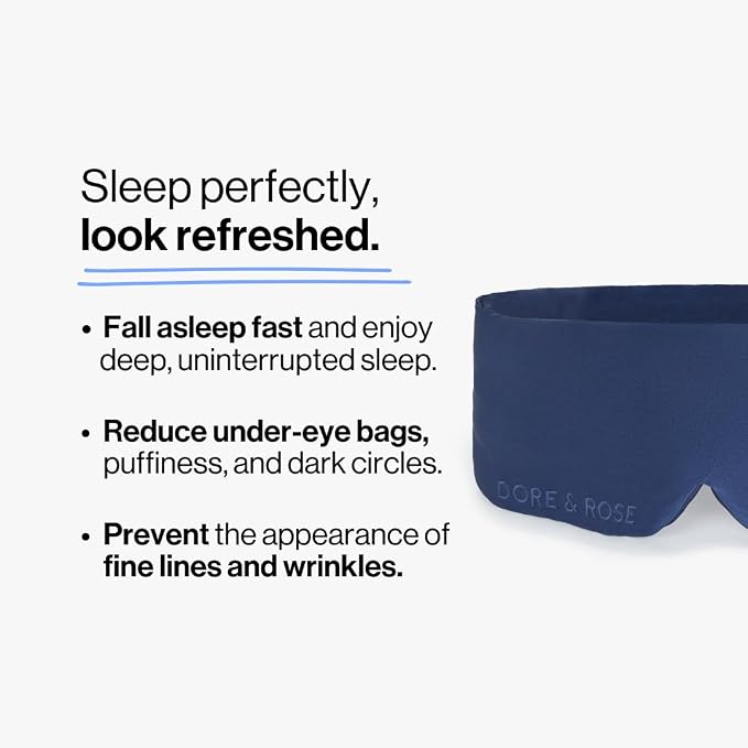 Dore & Rose Deep Sleep Mask Light Blocking, 23 Momme Mulberry Silk Eye Mask - Image 2