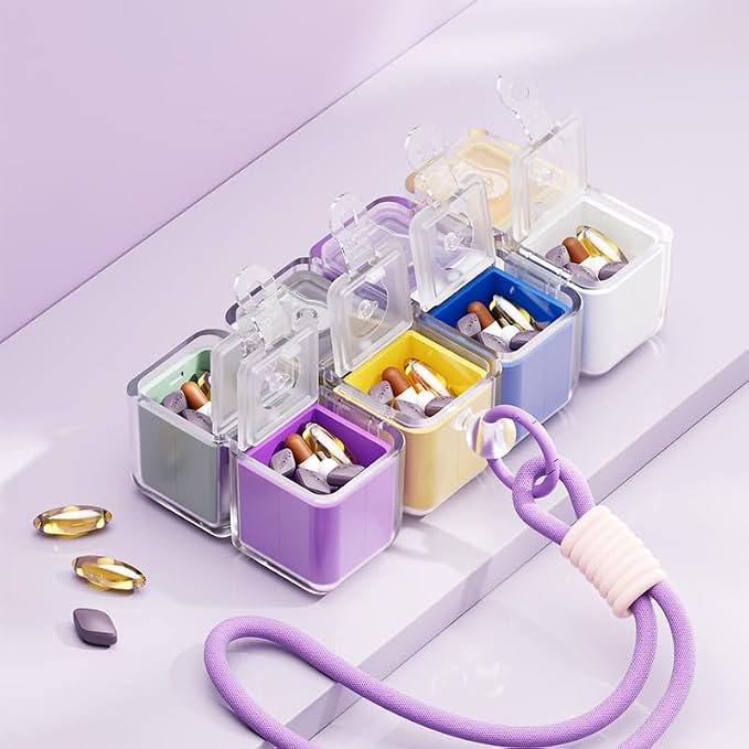 Purse Pill Organizer, Magnetic Cube Cute Pill Box, Pill Compact - Image 3