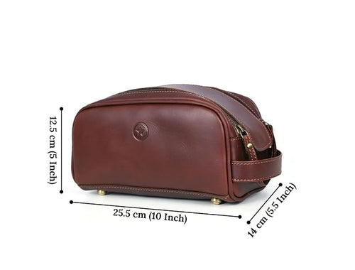 10" Premium Leather Toiletry Travel Pouch - Image 2