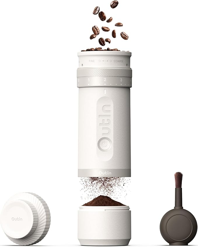 OutIn Fino Portable Electric Coffee Grinder, Adjustable Coffee Bean Grinder by YourPersonalMobileCoffeeStation