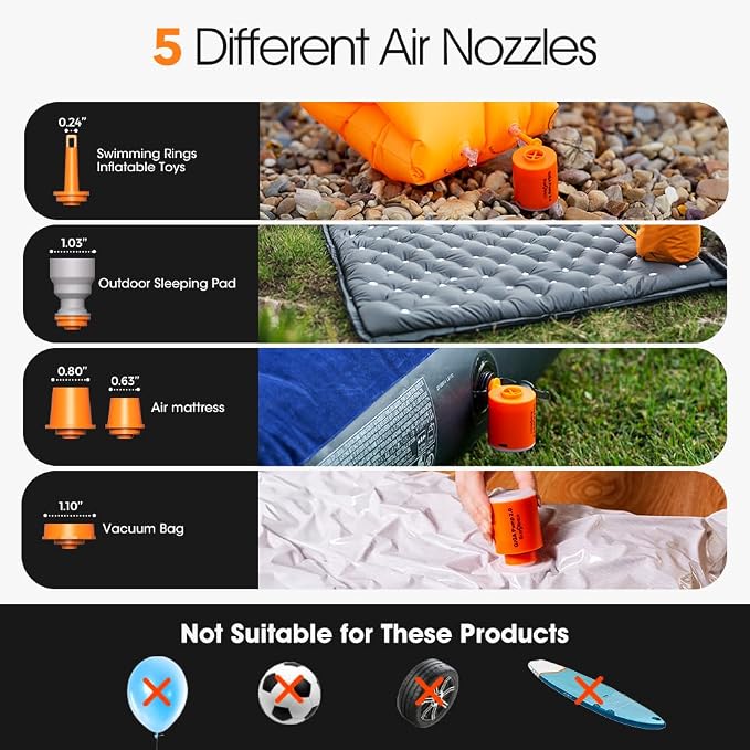 Portable Air Pump for Inflatables, Ultra-Light 2.8oz Rechargeable Mini Air - Image 3