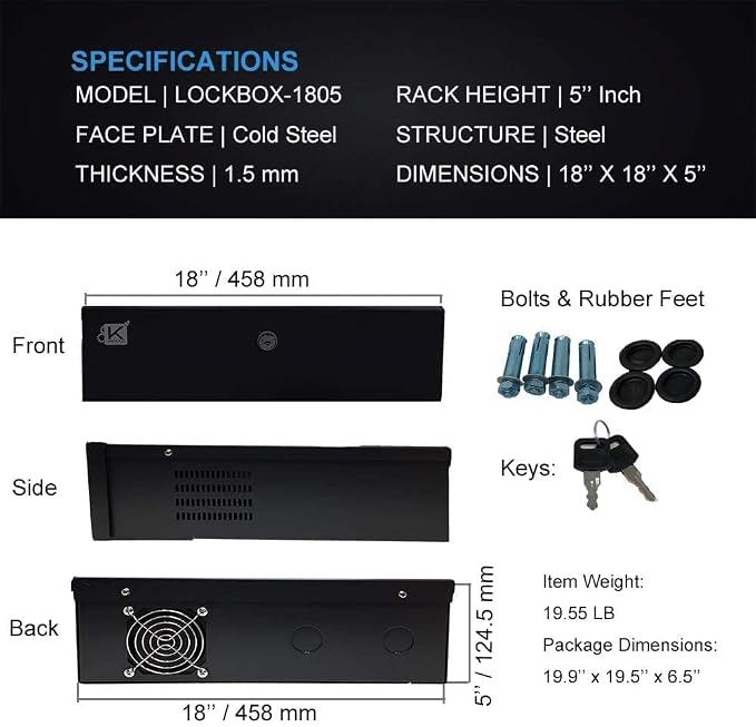 Kenuco White Heavy Duty 16 Gauge Steel DVR Security Lockbox - Image 8