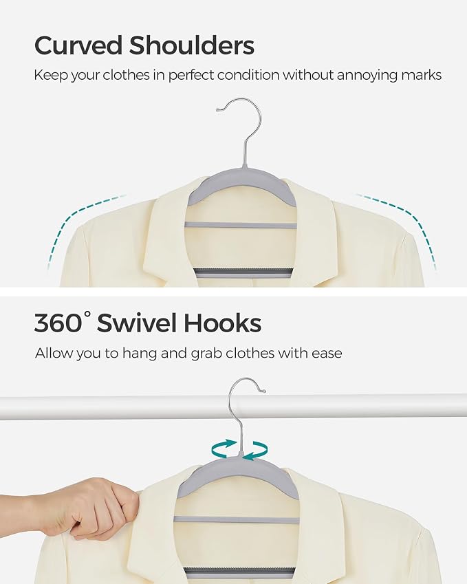 SONGMICS Pack of 50 Coat Hangers, Space-Saving Plastic Clothes Hangers - Image 4