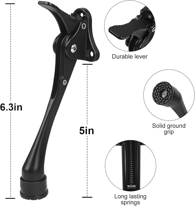 2 Pack 6 Inch Black Kick Down Door Stoppers - Image 2