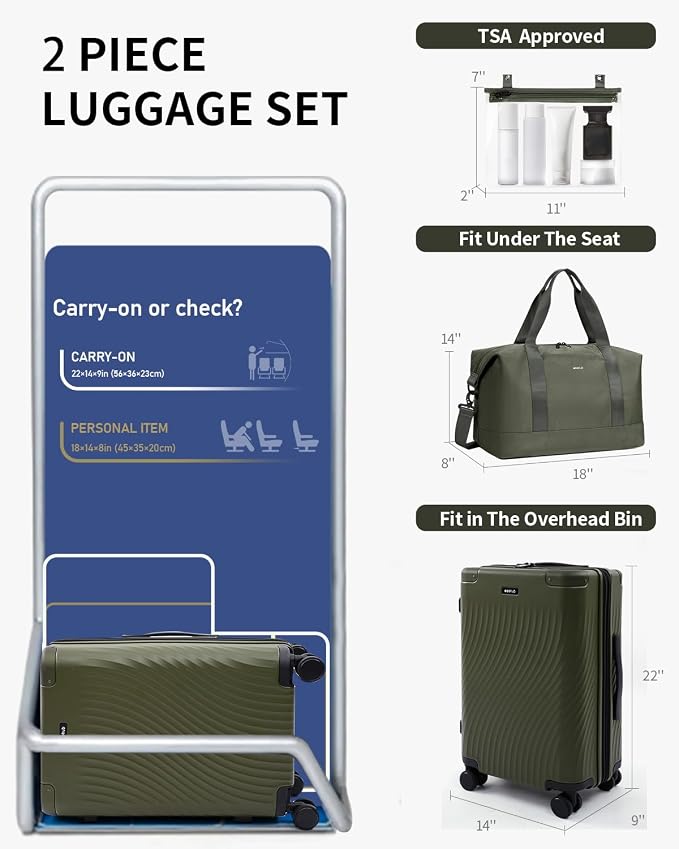 ECOHUB Hardside Expandable Carry On Luggage, Lightweight Small Hardshell Travel - Image 7