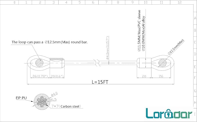 4mm Thick（5/32"） 7FT, 30FT Braided Steel Coated Security Thin Cable Anti-Lost - Image 2