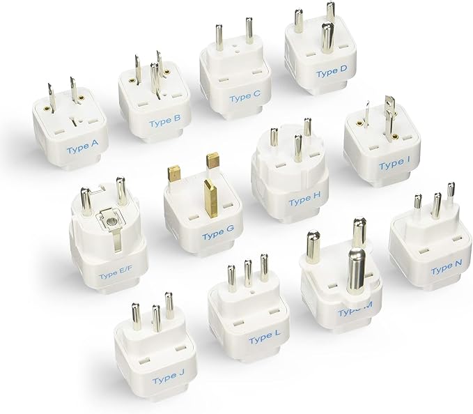 Ceptics Travel Adapter with Types A-M Plugs, Travel Plug Adapter Set Compatible by Ceptics