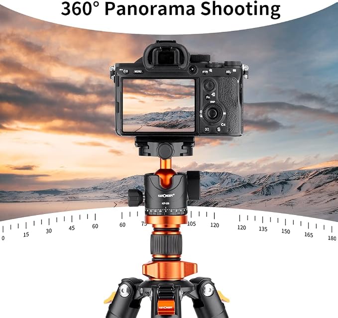 K&F Concept 63" Carbon Fiber Camera Tripods, D254C1+BH-28L Compact Tripod - Image 8