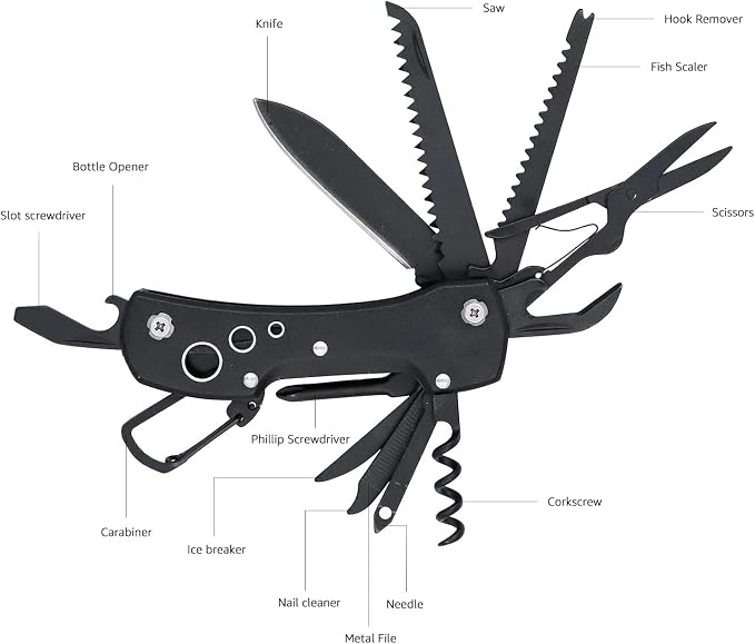 Amazon Basics 15-in-1 Stainless Steel Multitool Pocket Knife - Image 4
