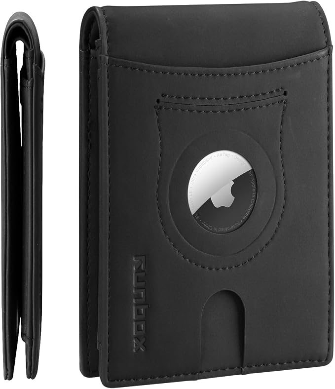 RUNBOX AirTag-Wallet-Mens-Slim-RFID Blocking Wallets Leather by RUNBOX
