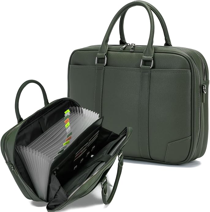 Accordian File Organizer with Handle, 15.6 in Laptop Bag Portable Document by BICOHIOH