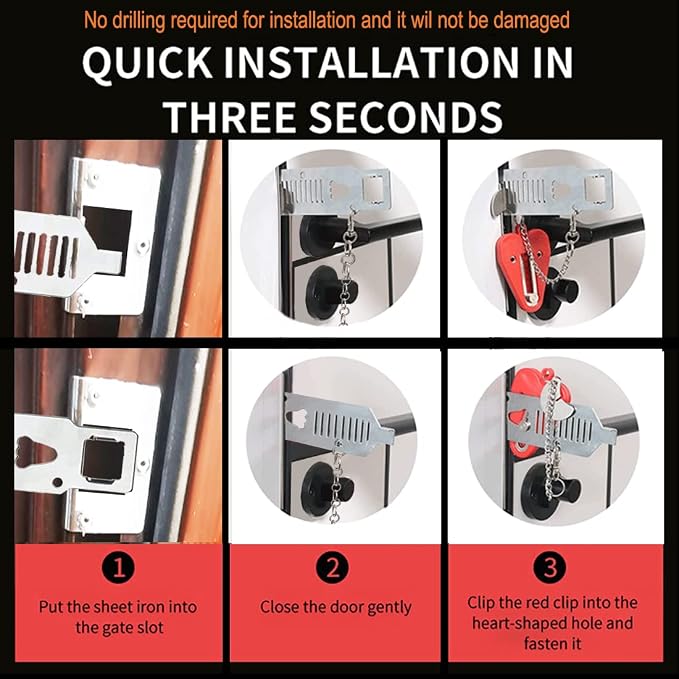 3 Packs Portable Door Stop Alarm & Door Lock, Upgraded Home Security Door - Image 6