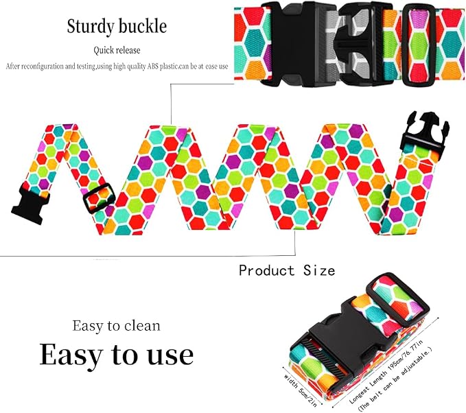 Adjustable Travel Luggage Strap Suitcase Belt Travel Bag Accessories 1.96 in W - Image 2
