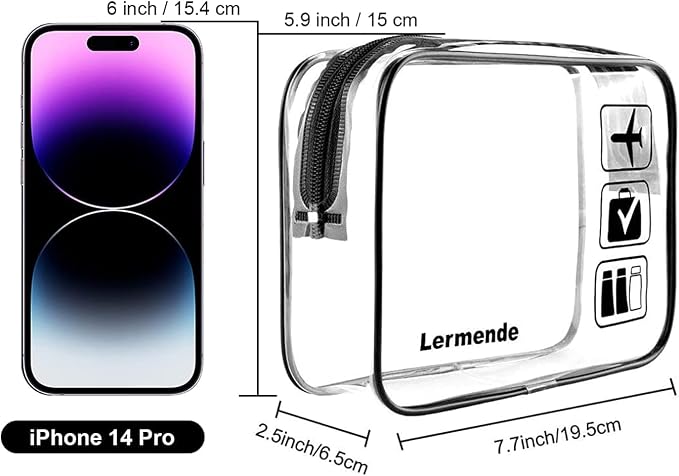 Lermende 2pcs Clear Toiletry Bag TSA Approved Travel Bag, Carry On - Image 2