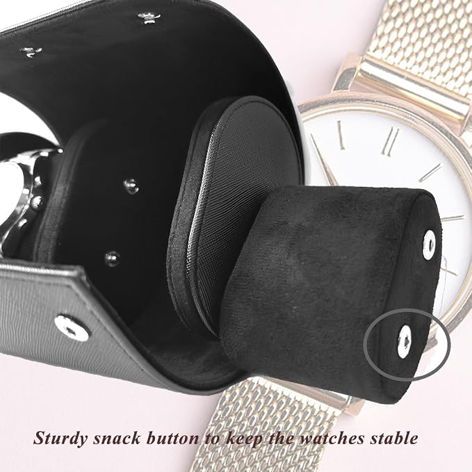 Watch Travel Case, Luxury Leather Watch Roll 2 Slot Organizer Box, Jewelry - Image 5
