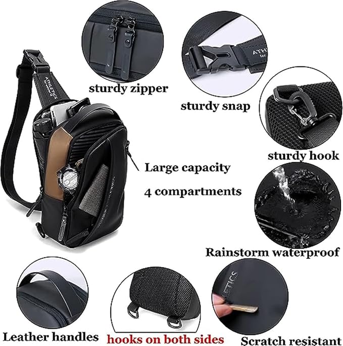 Waterproof Sling Bags Mens Shoulder Crossbody Backpack - Image 6