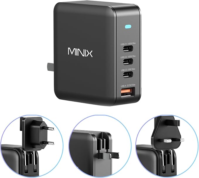 MINIX 165W USB C Charger, GaN II Charger PD3.1 Max 140W, Turbo 4-Port Charging by MINIX