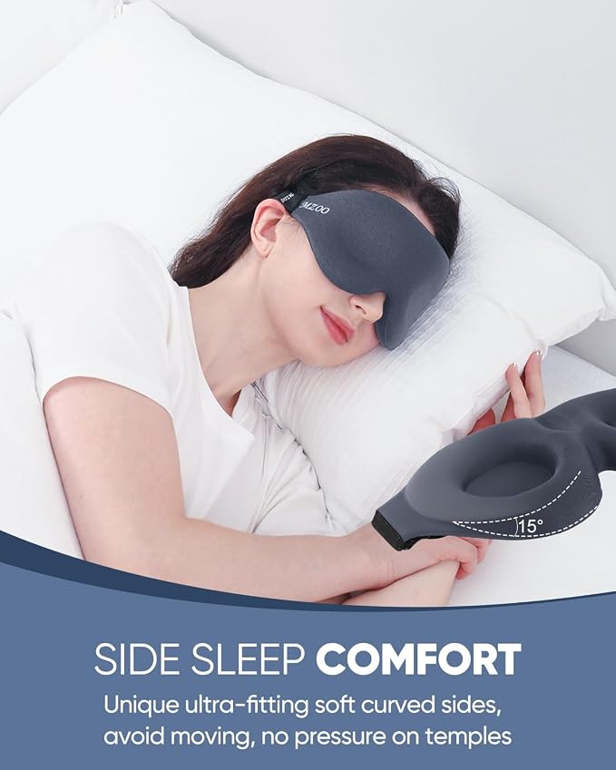 MZOO Sleep Eye Mask for Side Sleeper Men Women, Zero Eye Pressure 3D Sleeping - Image 3