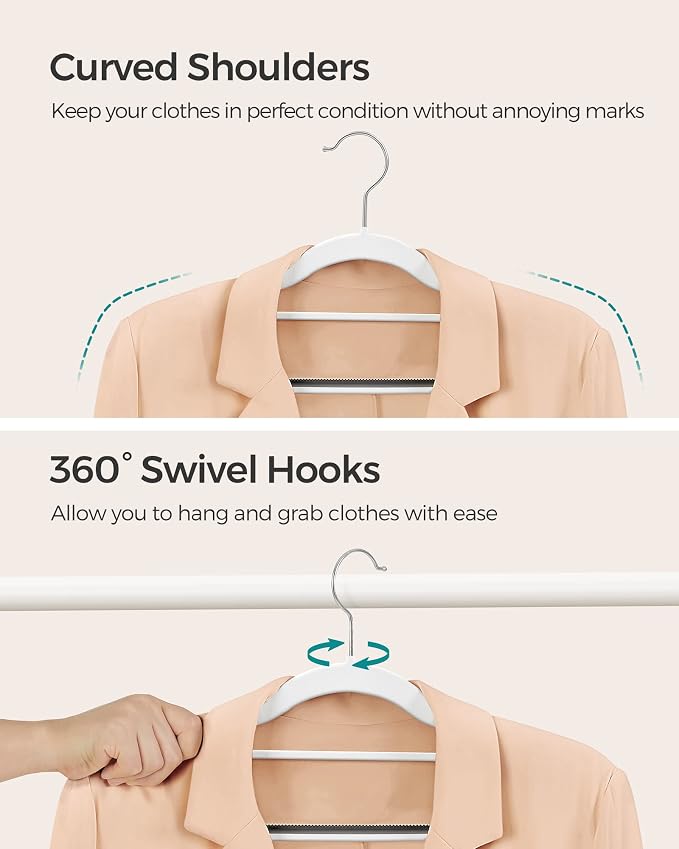 SONGMICS Pack of 50 Coat Hangers, Heavy-Duty Plastic Hangers, Clothes Hangers - Image 4