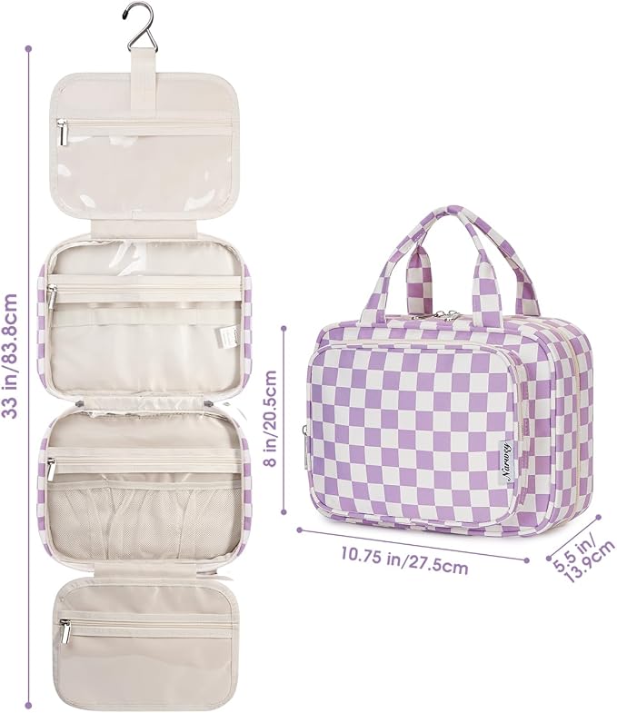 Narwey Hanging Toiletry Bag for Women Travel Makeup Bag Organizer Toiletries - Image 8