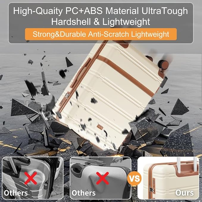 Luggage Sets 3 Piece with spinner wheels, PC+ABS Hard Shell Travel Luggage - Image 2