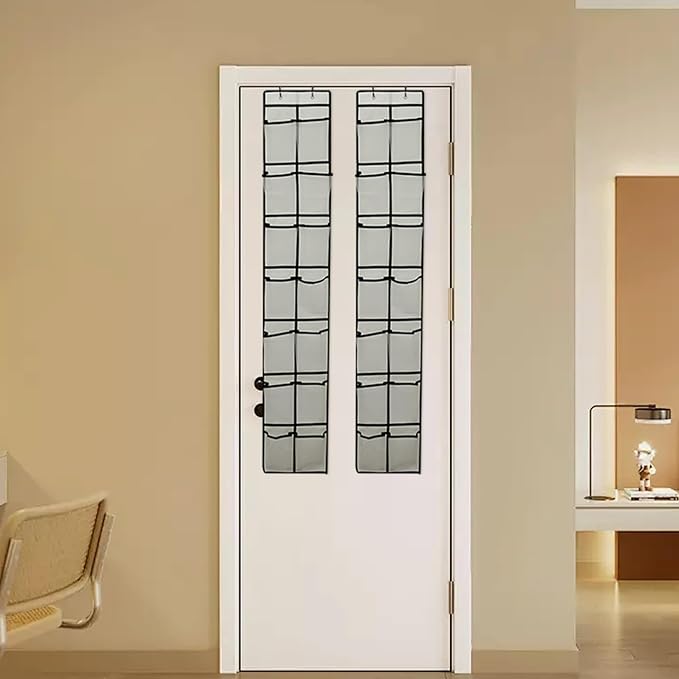 Over The Door Shoe Organizer, 14 Large Mesh Pockets Hanging Shoe Rack - Image 7