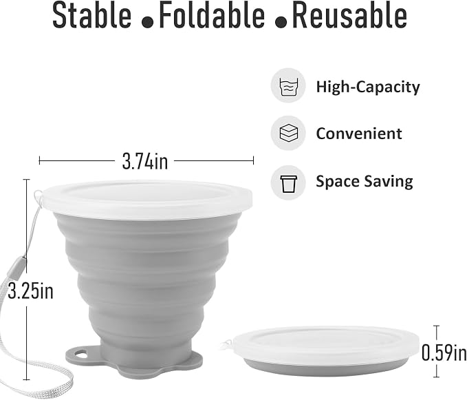 JBER Silicone Collapsible Travel Cup, Silicone Folding Camping Cup - Image 3