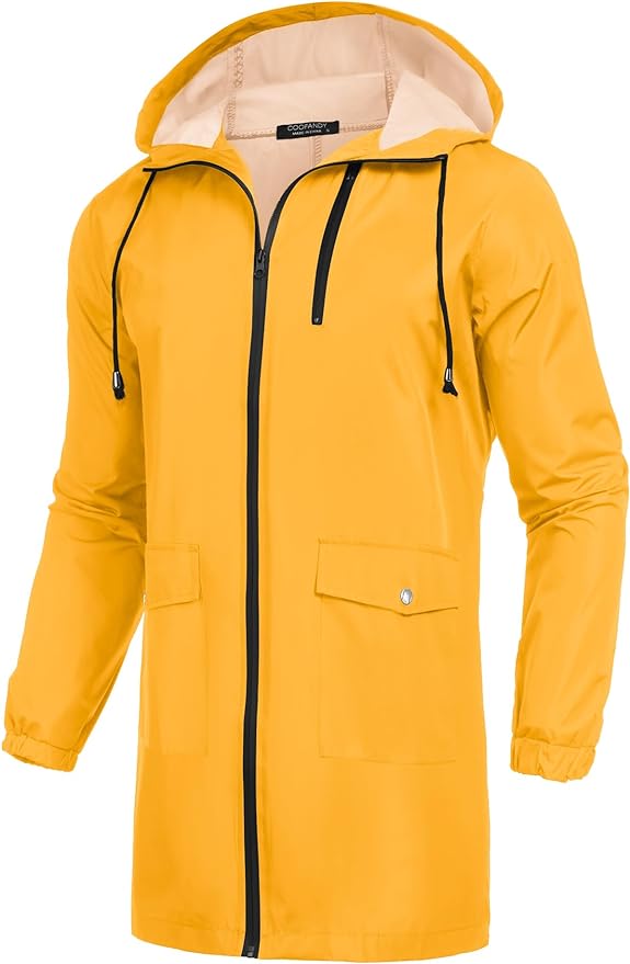COOFANDY Men's Long Raincoat Ligtweight Rain Jacket Waterproof Outdoor Jackets by COOFANDY