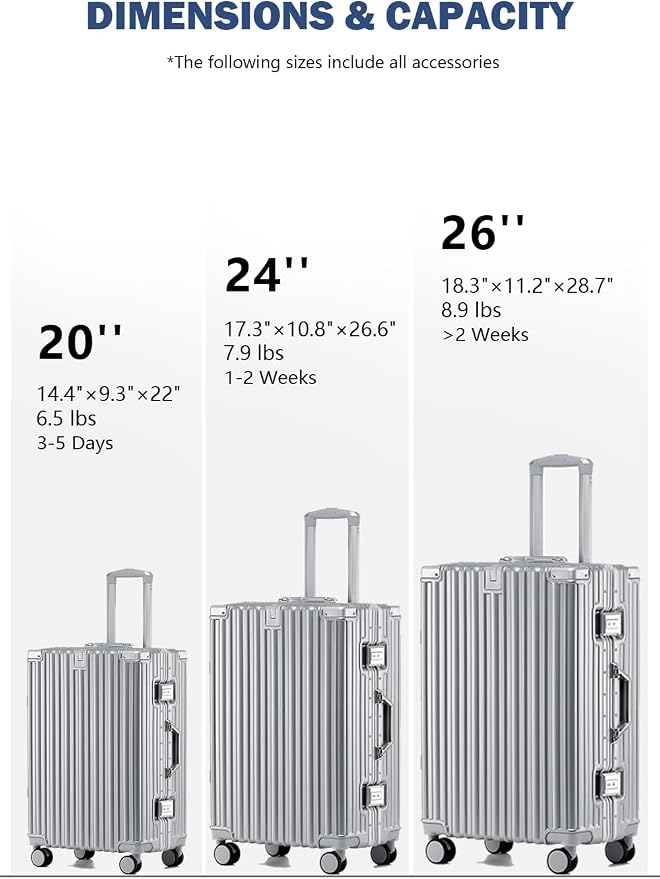 HotWay 24 Inch Aluminum Frame Luggage - Image 3