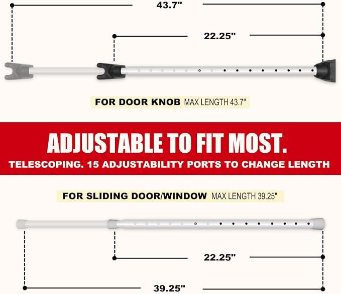 SECURITYMAN 2-in-1 Door Security Bar & Sliding Patio Door Security Bar via - Image 3