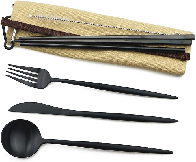 Gugrida Reusable Travel Utensils, 7 Piece Portable 304 Stainless Steel - Image 3