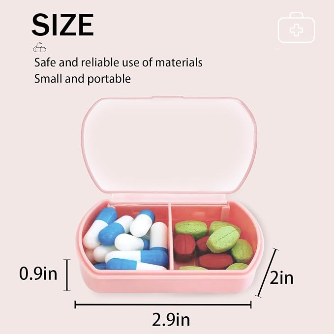 2PCS Small Pill Case Travel Pill Box Cute Pill Organizer - Image 2