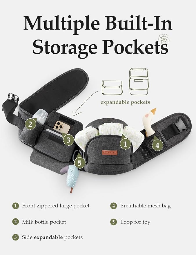 besrey Baby Hip Carrier, Adjustable Waist Belt Carrier, Ergonomic M Position - Image 4
