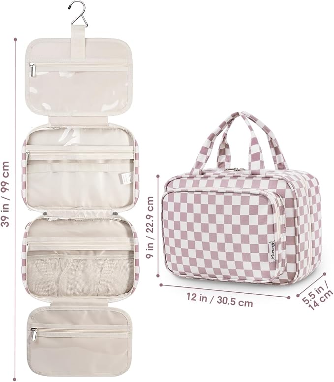 Narwey Travel Toiletry Bag for Women Large Hanging Makeup Bag Organizer - Image 9