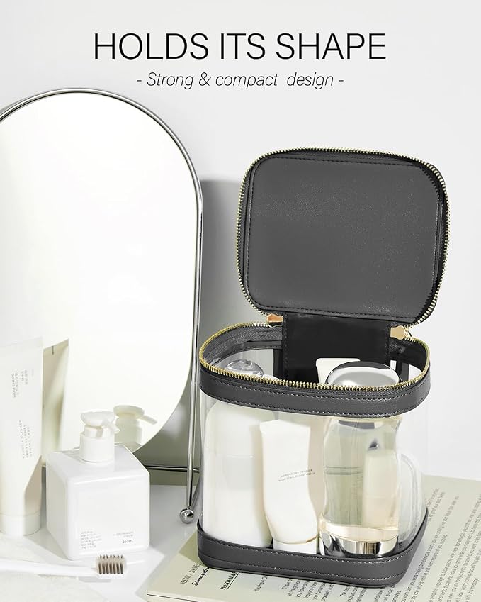 ROWNYEON Clear Makeup Case Toiletry Bag Multipurpose Travel Makeup Train Case - Image 3