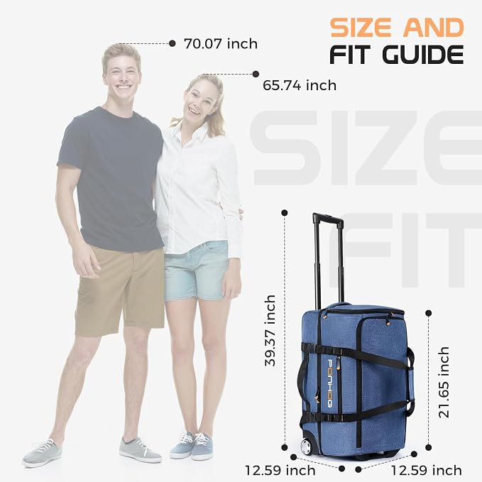 Rolling Duffle Bag with Wheels, Large Travel Duffel Bag with Shoe Compartment - Image 7