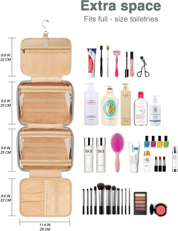 Women's Hanging Toiletry Bag, Waterproof Travel Cosmetic Organizer - Image 6