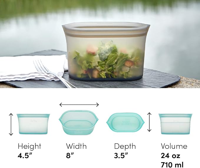 Zip Top Reusable Food Storage Bags | Medium Dish | Silicone Meal Prep Container - Image 4