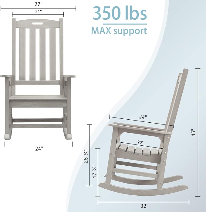 Psilvam Oversized Outdoor Rocking Chair, - Image 3
