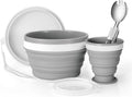 Odoland Camping Mess Kit Silicone Collapsible Bowl, Cup & Stainless Steel Spoon by Odoland