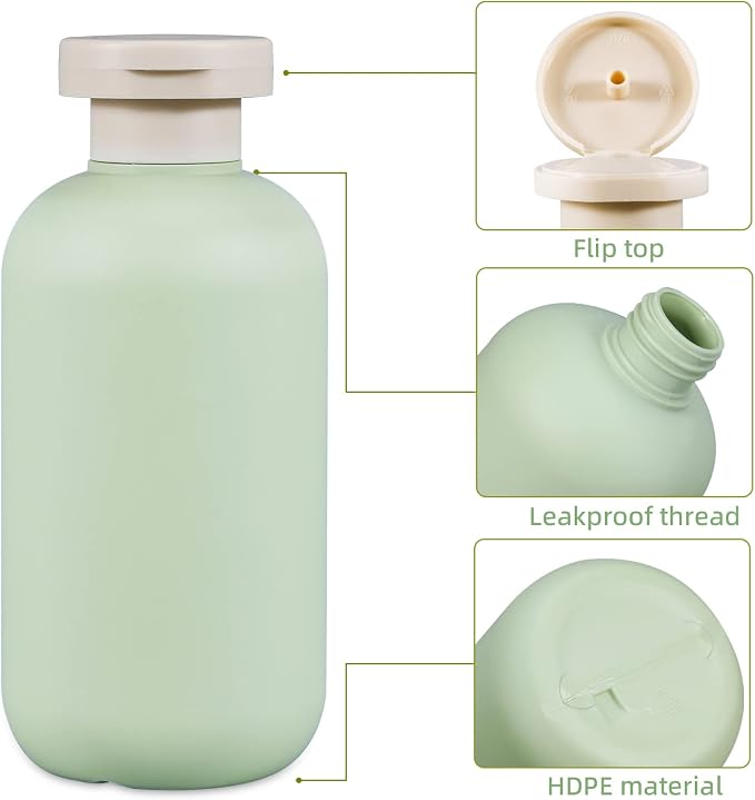 10oz Squeeze Bottles with Flip Cap, Refillable Plastic Travel Bottles - Image 3