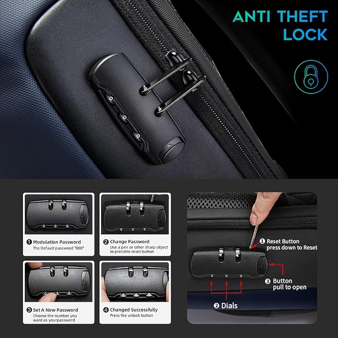 BANGE Anti Theft Backpack with Lock, Business Backpack with USB Charging Port - Image 2