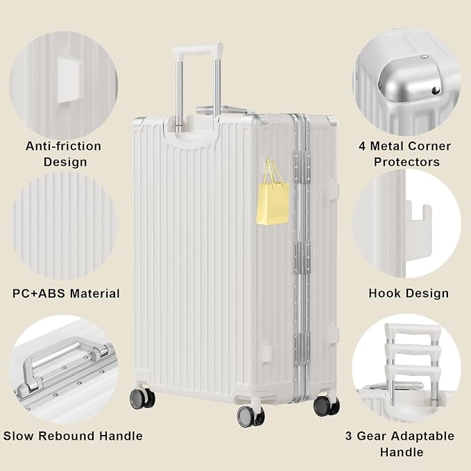 AnyZip Luggage Sets 2 Piece Aluminum Frame Carry On and Checked Suitcase PC ABS - Image 4