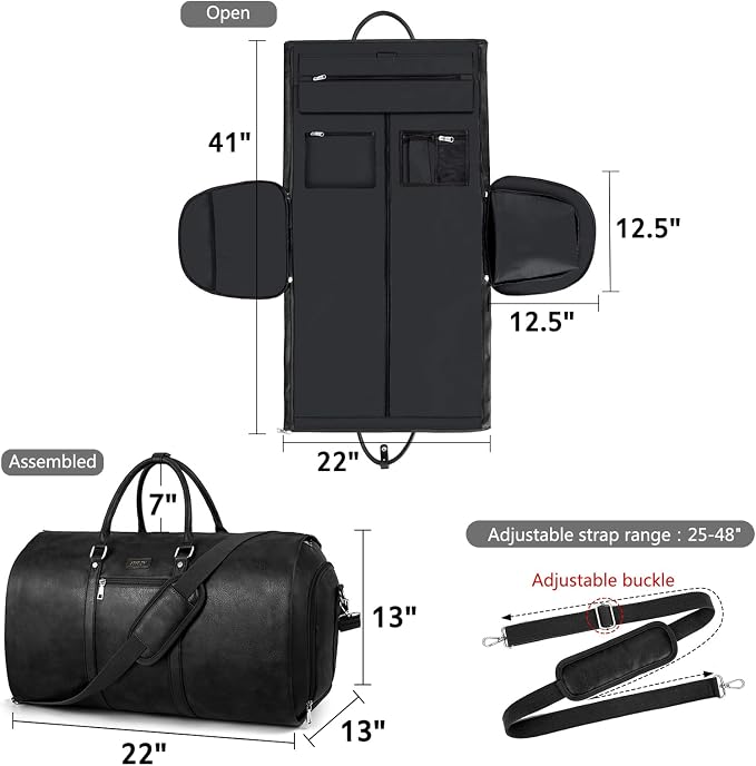 Garment Bag for Travel, Convertible Carry on Garment Duffel Bag for Men 3Pcs - Image 7
