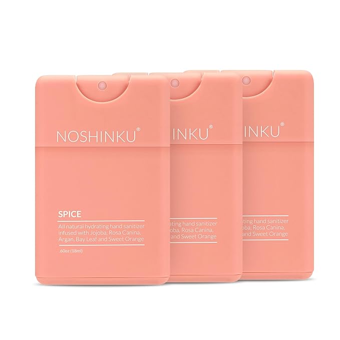 Noshinku - Refillable Hand Sanitizer Orange Coriander 3-Pack, Travel Size Spray by Noshinku