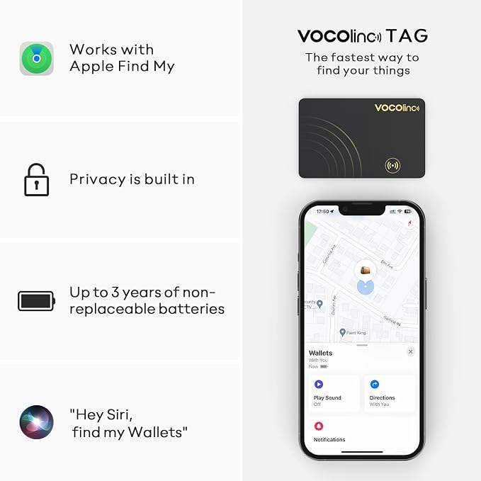 VOCOlinc Air Card Tag Wallet Tracker Ultra-Thin 1.6mm, Smart Item Finder Work - Image 2