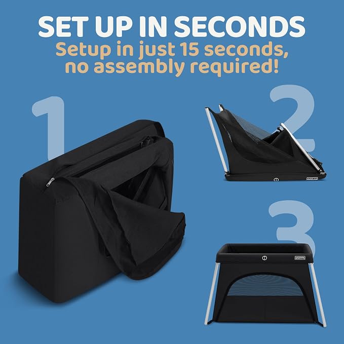HARPPA Travel Crib with Comfy Mattress, Lightweight Portable Crib Requires No - Image 3