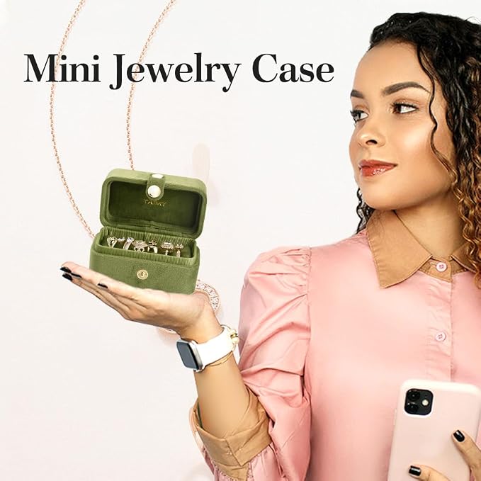 Travel Jewelry Case, Portable Pocket Size Small Plush Velvet Ring Box - Image 2