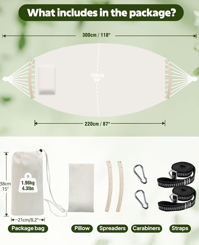 Chihee Cotton Hammock Large Soft Breathable Camping Hammock Holds Up to 660lbs - Image 4
