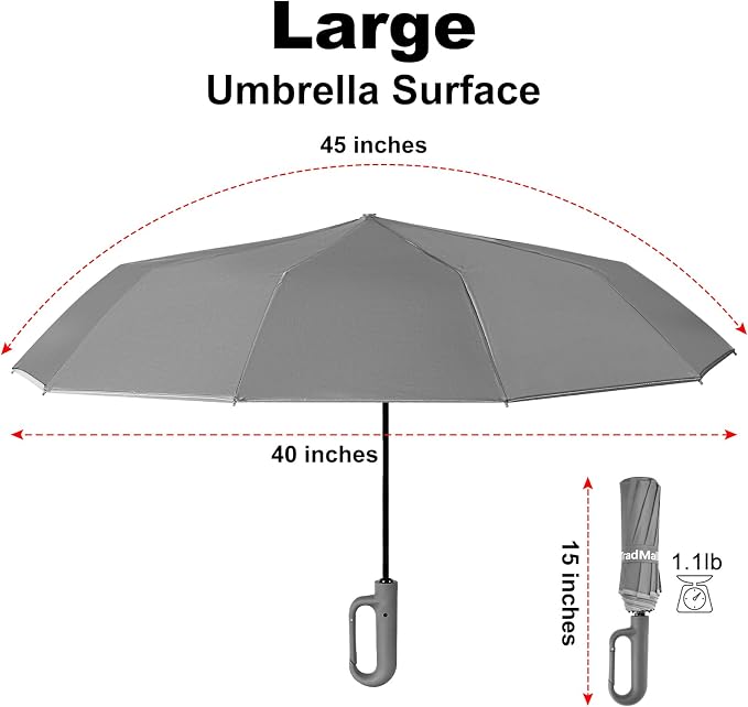 TradMall Travel Umbrella, 280T Fabric Windproof Automatic Portable Compact - Image 2
